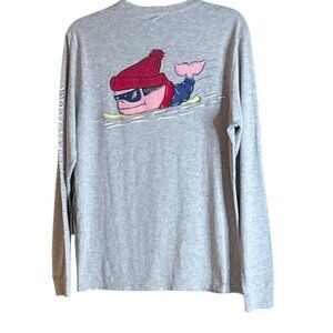 Vineyard Vines Unisex Snowboard Whale Long Sleeve Tee Shirt Gray Size XS NWT